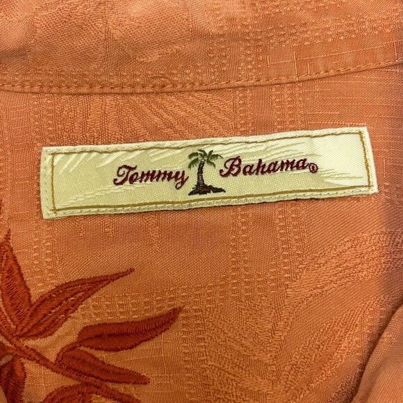 Tommy Bahama Shirt Mens Medium Silk Orange Short Sleeve Hawaiian Camp Mens M - Picture 4 of 13